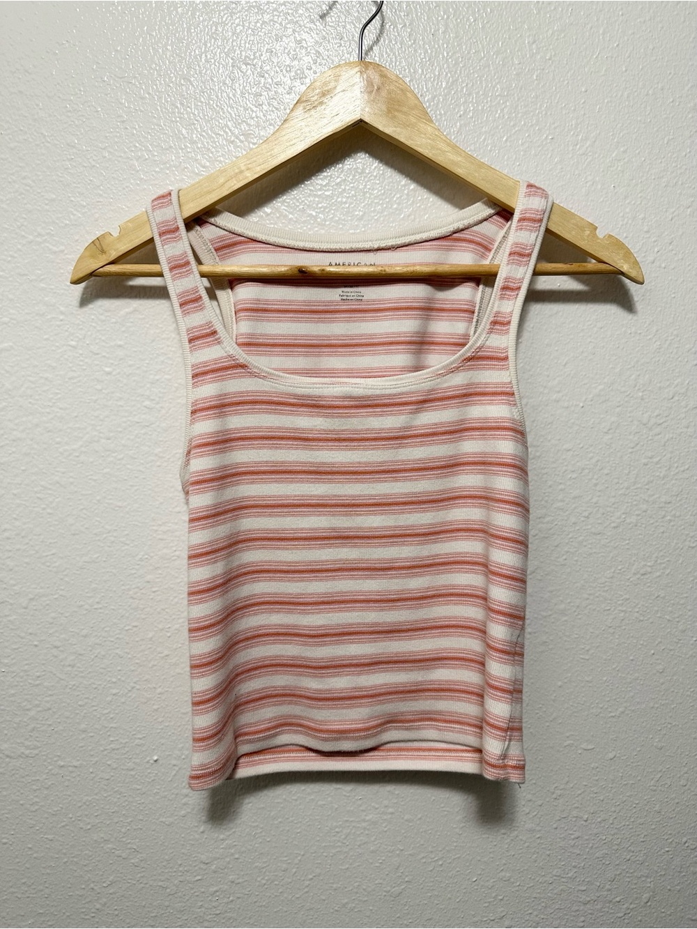 American Eagle Outfitters Pink & Cream Striped Ribbed Tank
